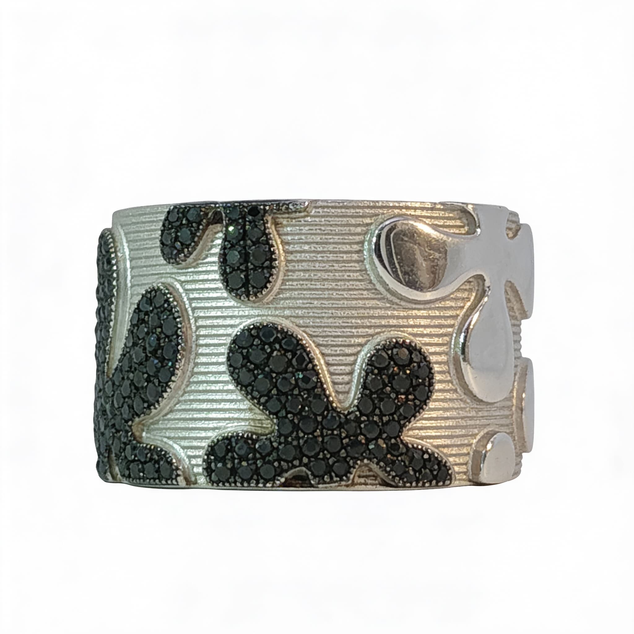 Eden’s Garden Black Diamond Floral Band in White Gold - 3