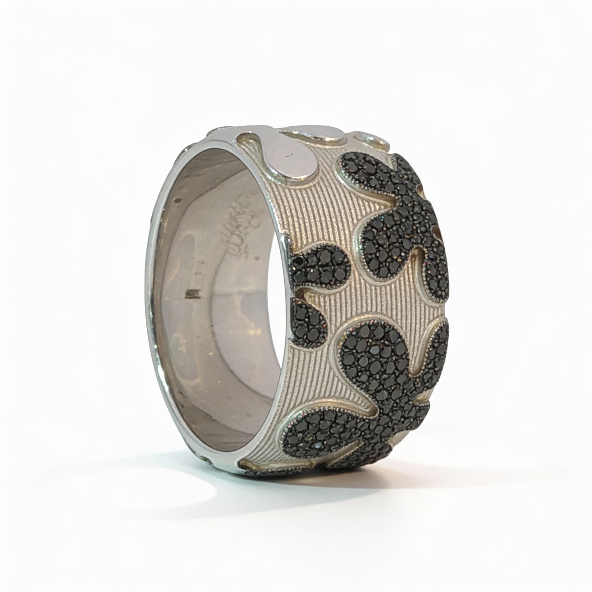 Eden’s Garden Black Diamond Floral Band in White Gold - 5
