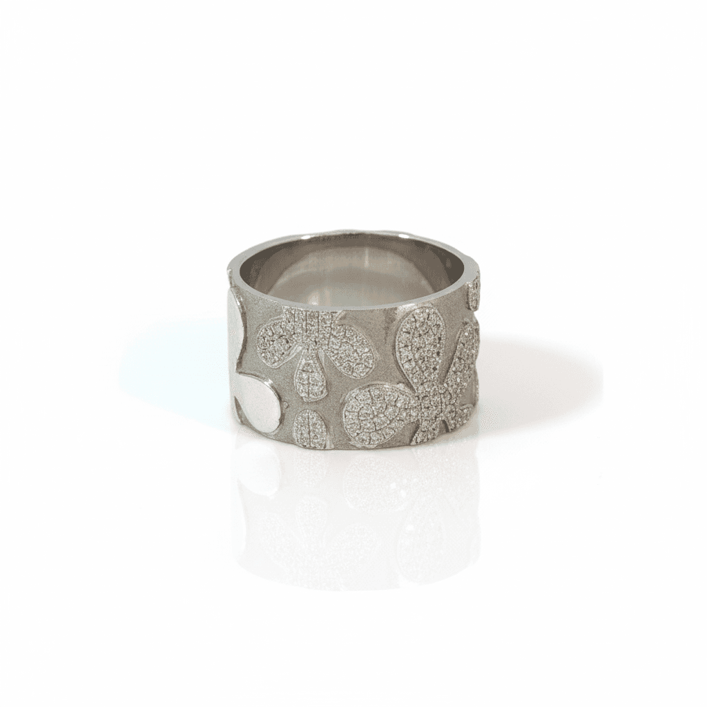 Eden’s Garden Diamond Floral Band in White Gold - 4