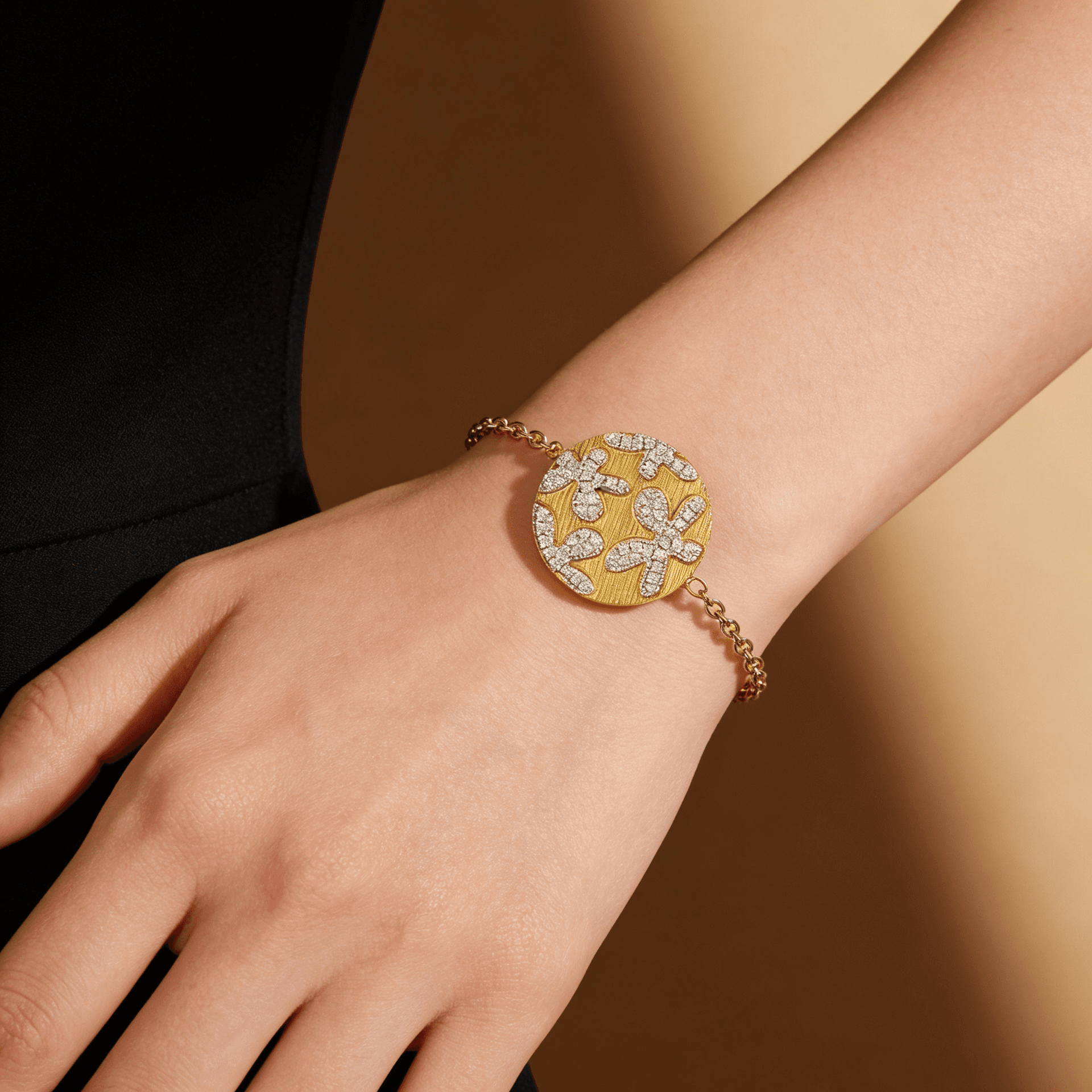 Eden’s Garden Pavé Diamond Floral Bracelet in Yellow Gold Small