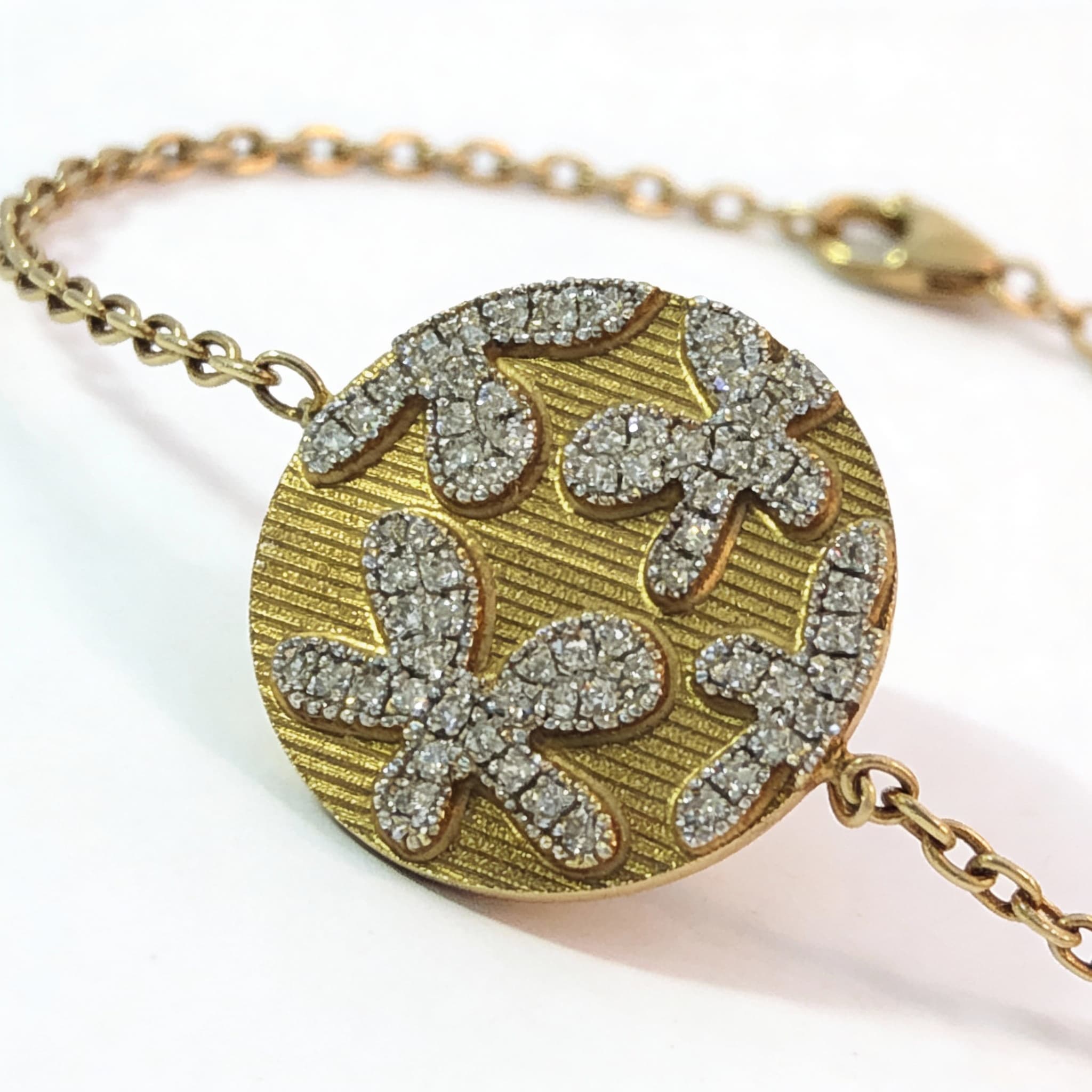 Eden’s Garden Pavé Diamond Floral Bracelet in Yellow Gold Small - 3