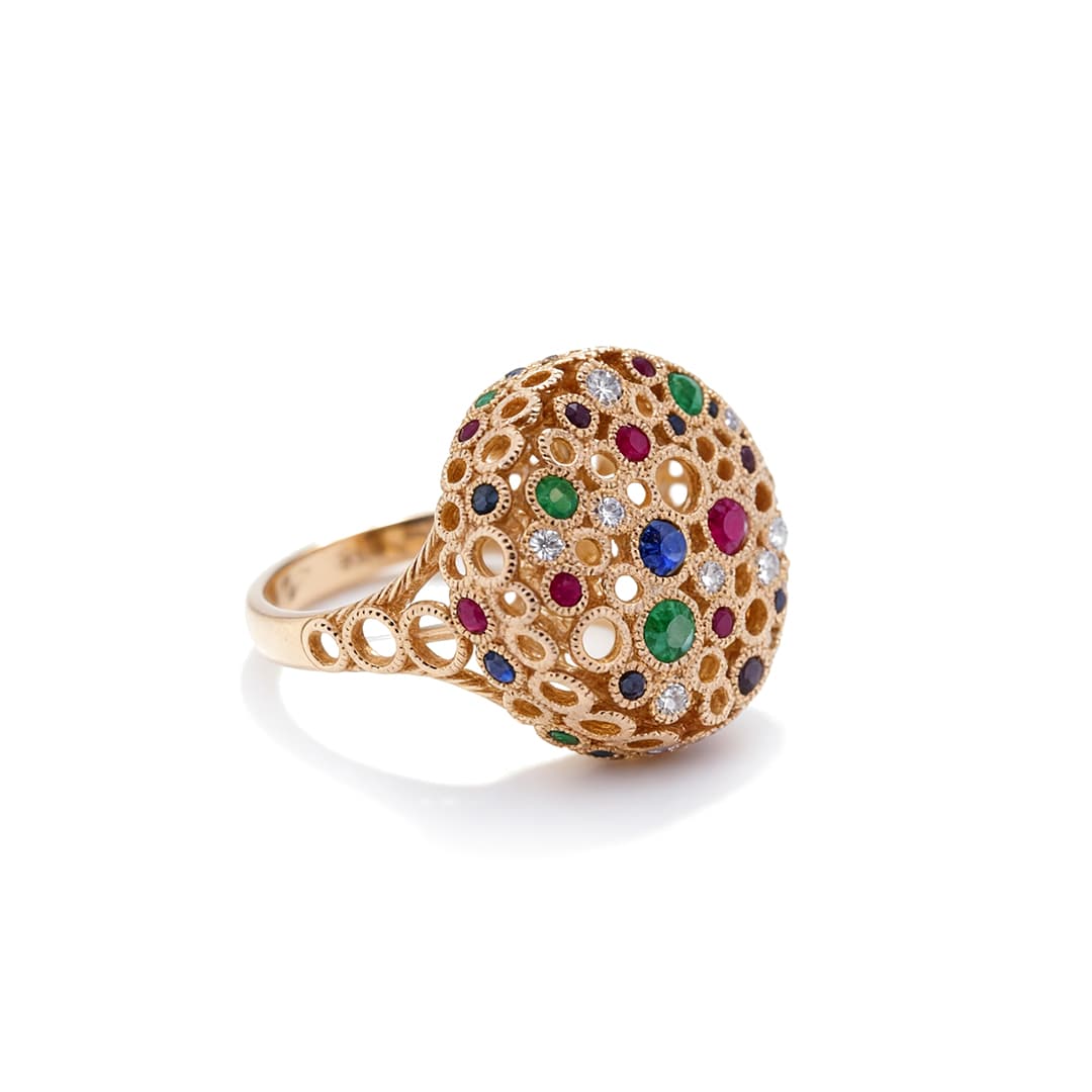Torsade Sacre Dome Ring in Yellow Gold