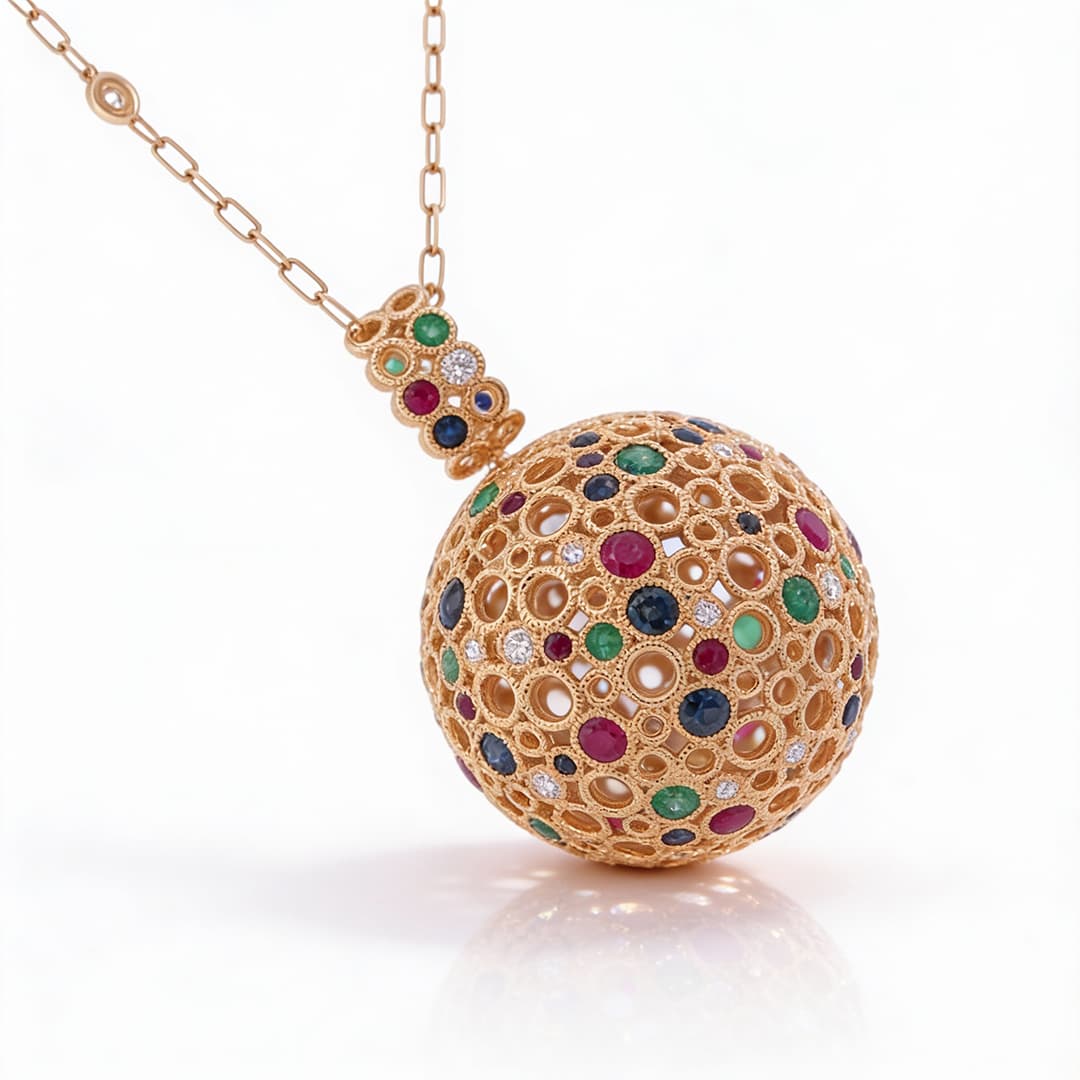 Torsade Sacre Boule Pendant in Yellow Gold