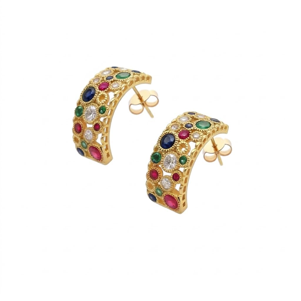 Torsade Sacre Wide Hoop Earrings in Yellow Gold