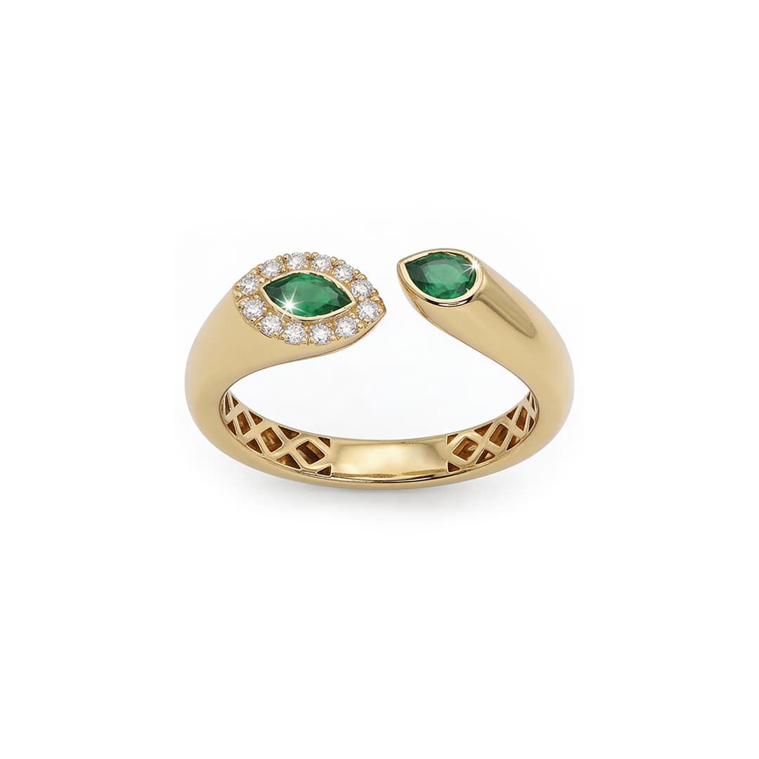 The Hiya Signature IV Emerald Halo Open Ring