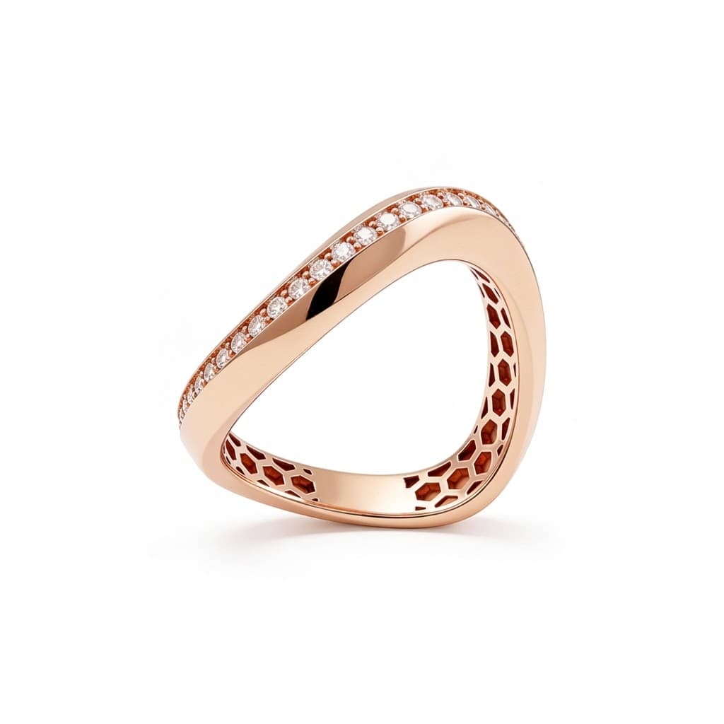 The Hiya Signature IV Torsion Line Pavé Ring 