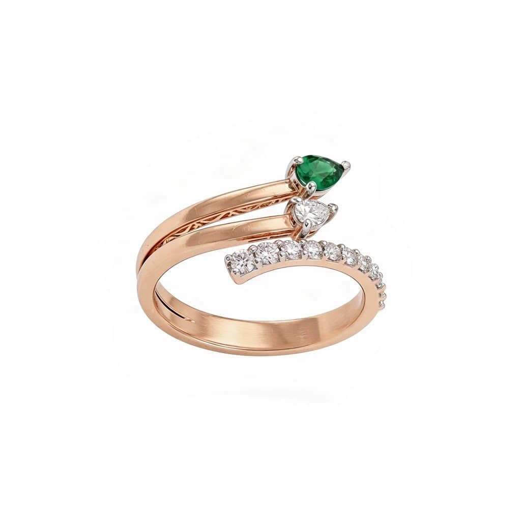 The Hiya Signature IV Emerald Vector Wrap Ring