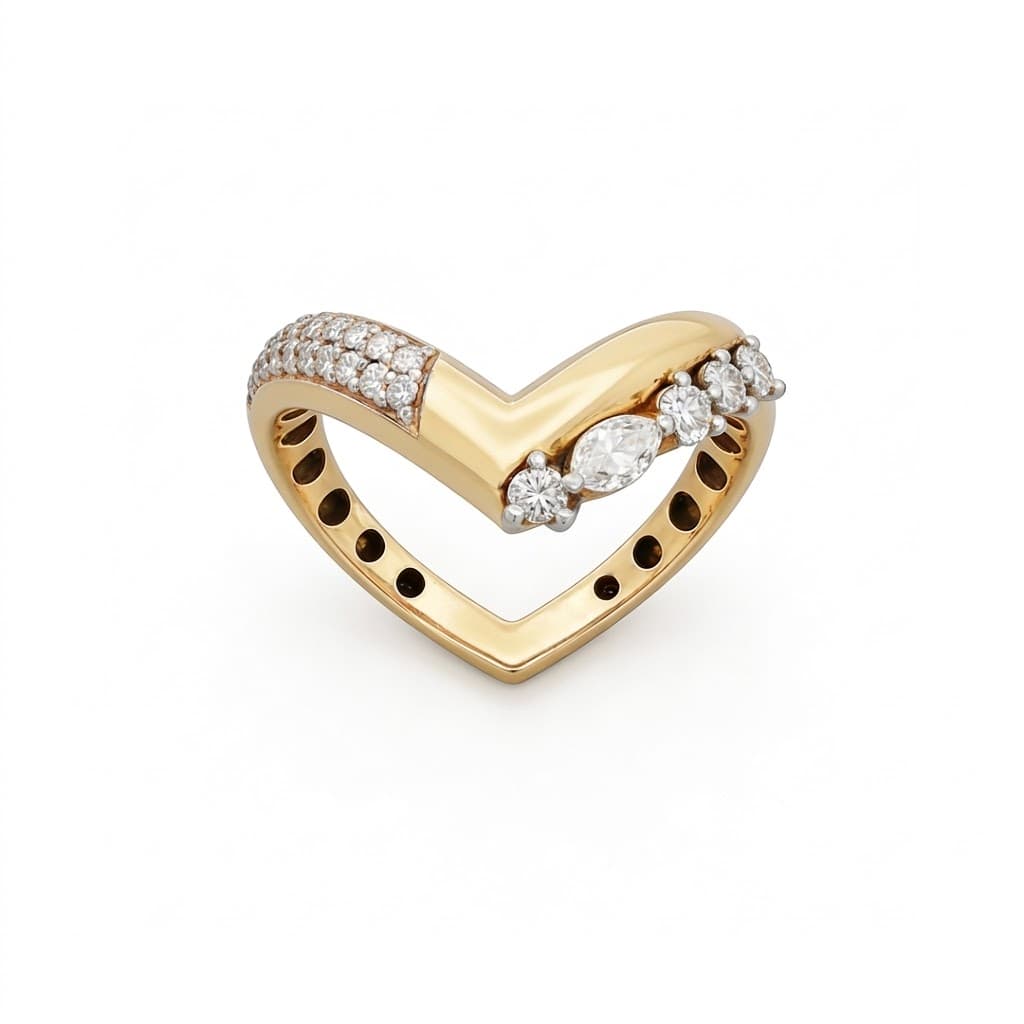The Hiya Signature IV Chevron Pavé Crest Ring