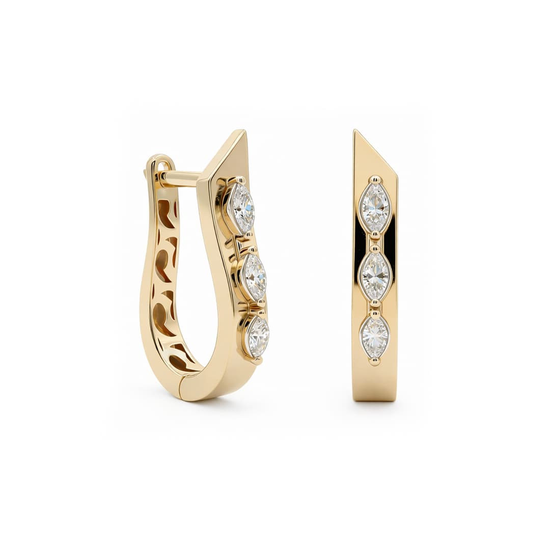 The Hiya Signature IV Diamond Line Hoop Earrings 