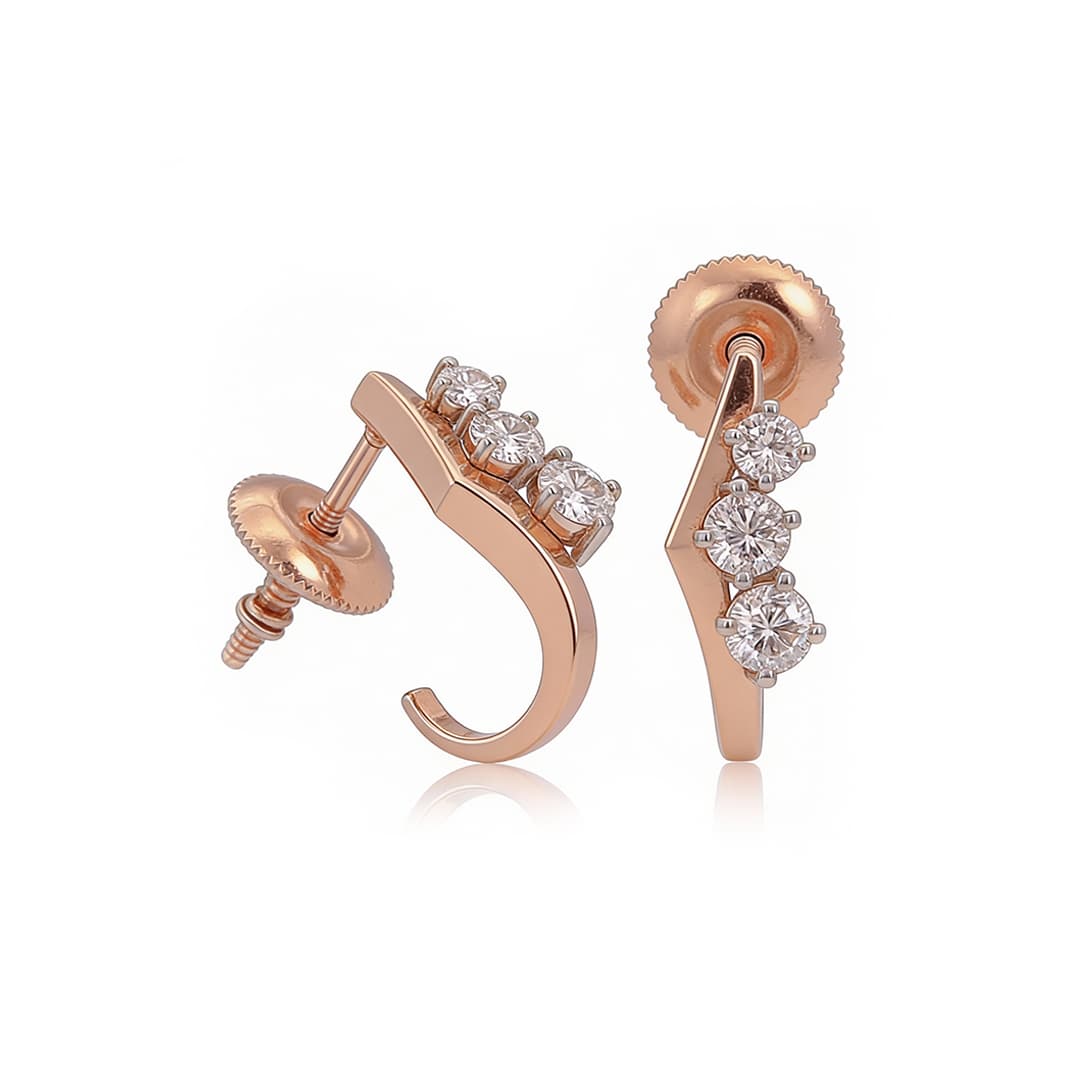 The Hiya Signature IV Sculpted Line Diamond Earrings 