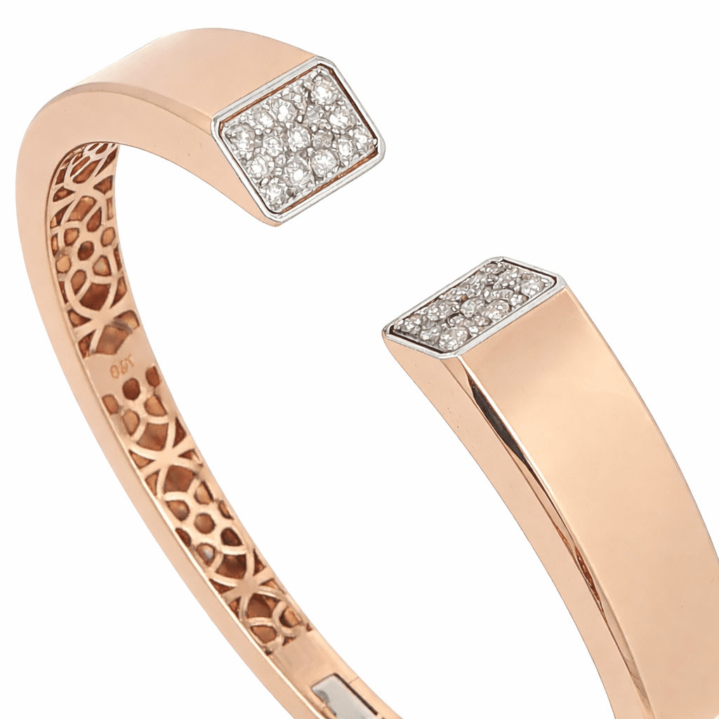 The Hiya Signature IV Dual Square Diamond Open Bangle 