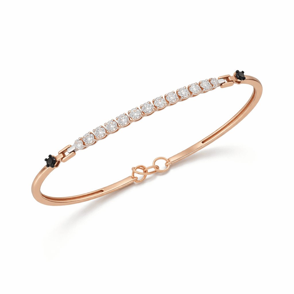 The Hiya Signature IV Round Brilliant Diamond Line Bracelet in 18K Rose Gold