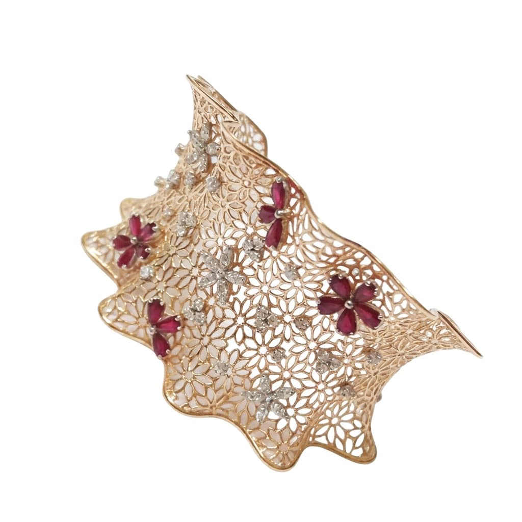 The Peregrinus Floral Lattice Ruby Cuff