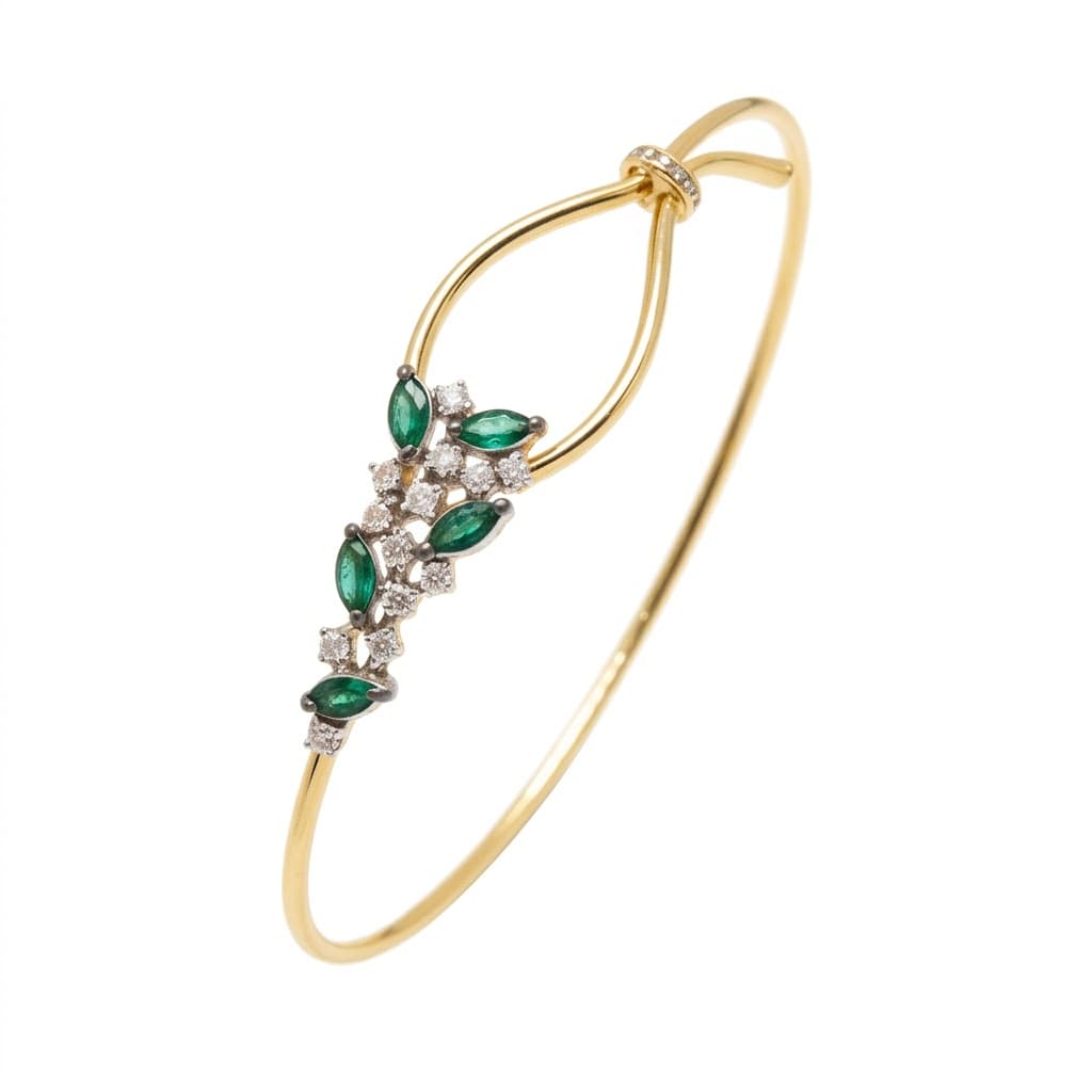 The Peregrinus Marquise Emerald & Diamond Axis Bangle 