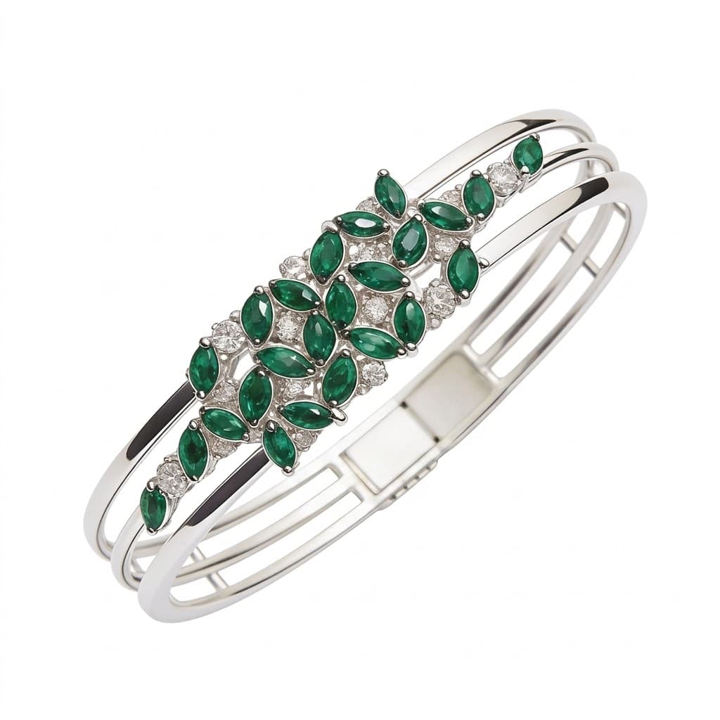 The Peregrinus Emerald Lattice Span Bangle