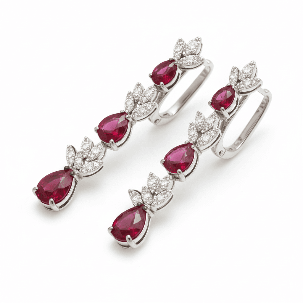 The Peregrinus Ruby Leafline Earrings