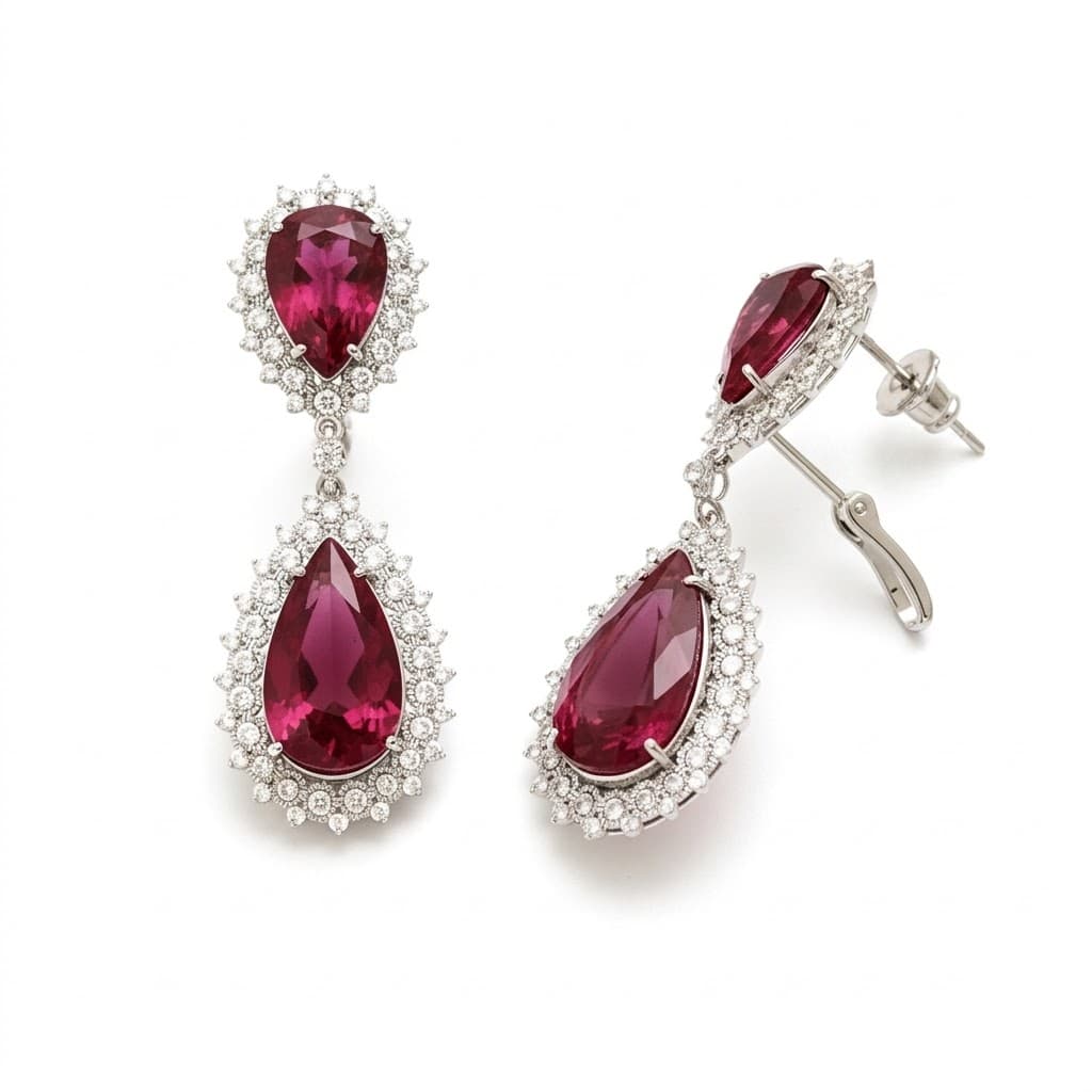The Peregrinus Ruby Crown Cascade Earrings 