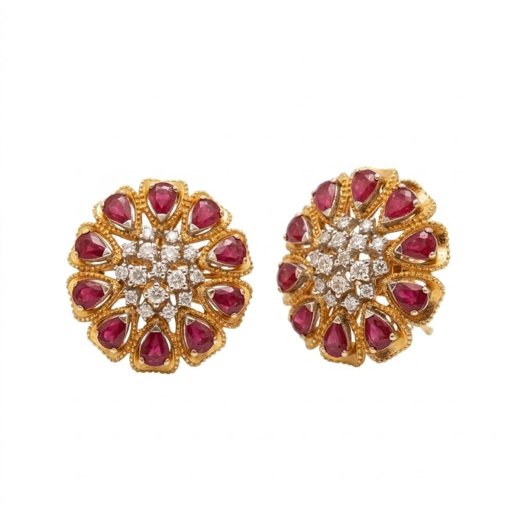 The Peregrinus Ruby Rosette Studs