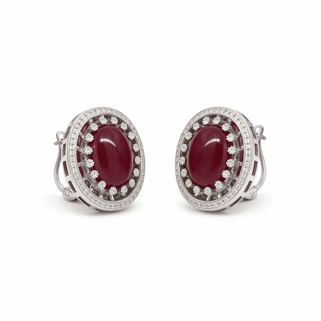 The Peregrinus Ruby Crown Halo Earrings