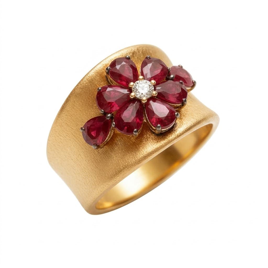  The Peregrinus Ruby Grand Petal Crest Ring 