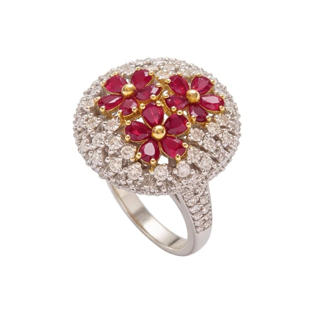 The Peregrinus Ruby Grand Floral Dome Ring