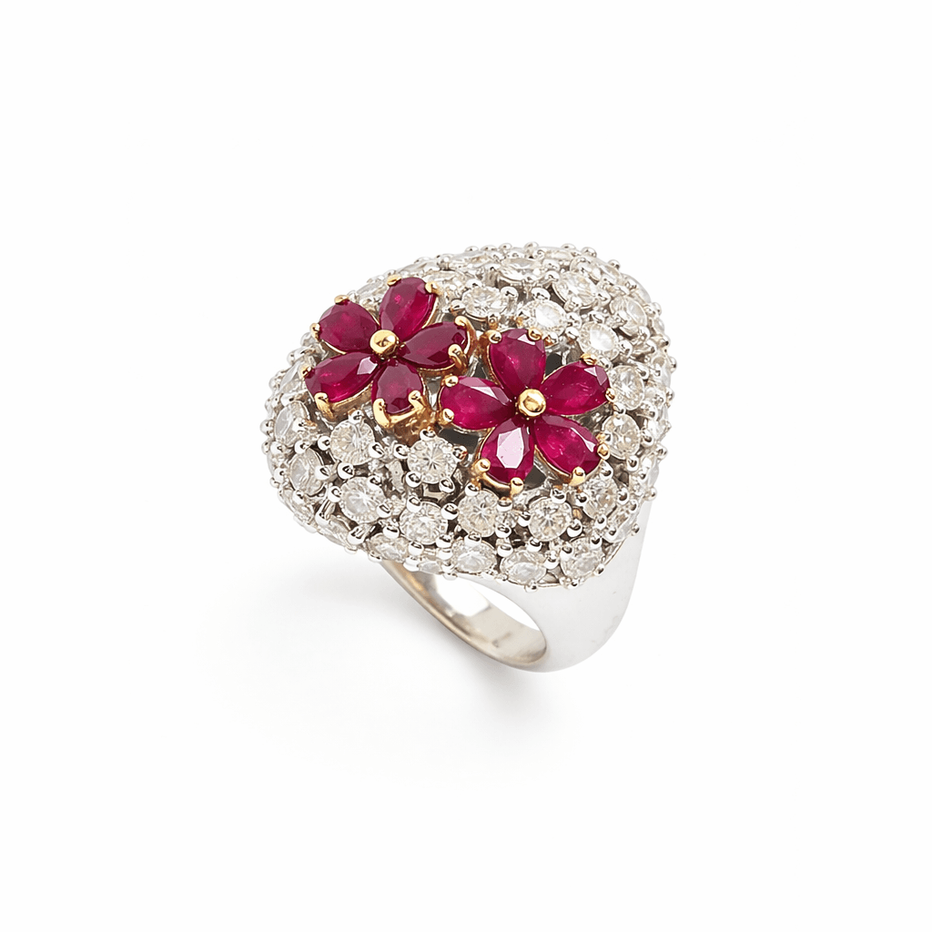 The Peregrinus Ruby Grand Bouquet Pavé Ring 
