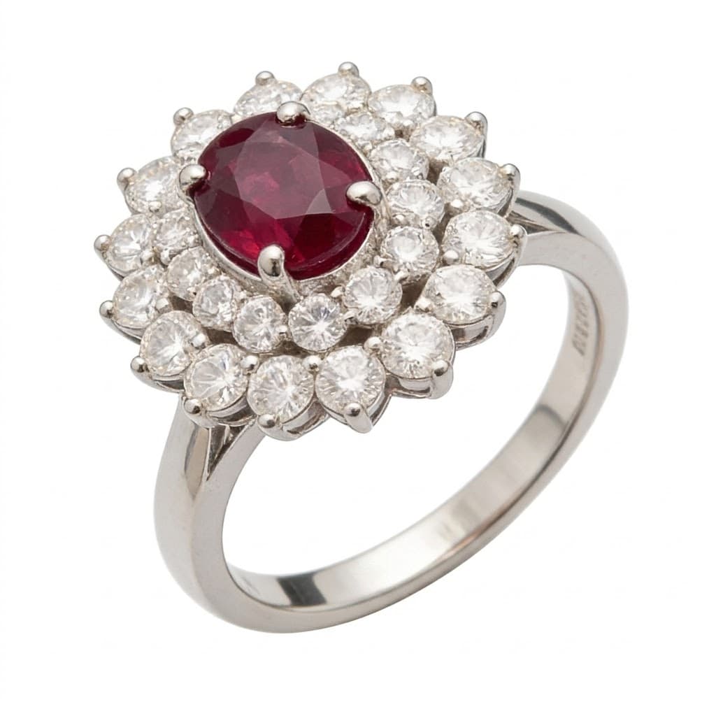 The Peregrinus Ruby Soleil Halo Ring