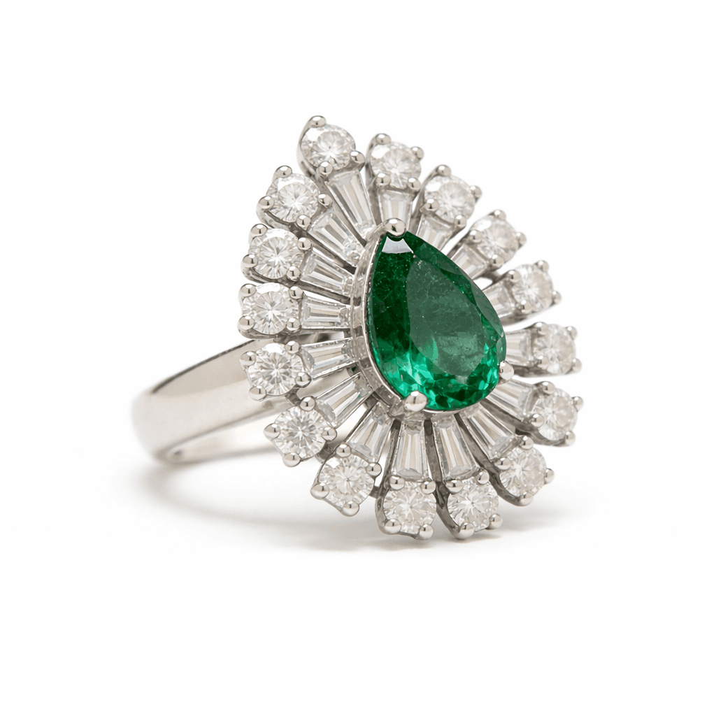 The Peregrinus Emerald Radiant Burst Ring
