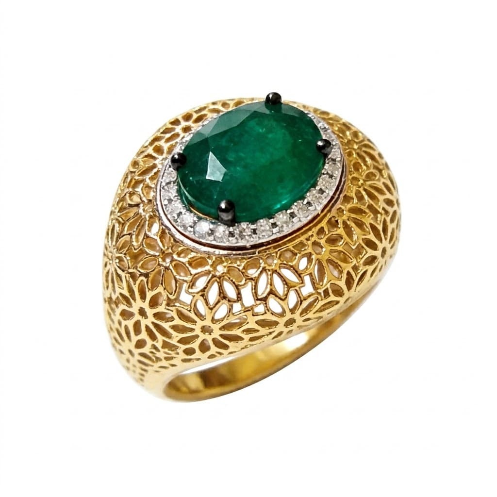 The Peregrinus Emerald Filigree Dome Ring