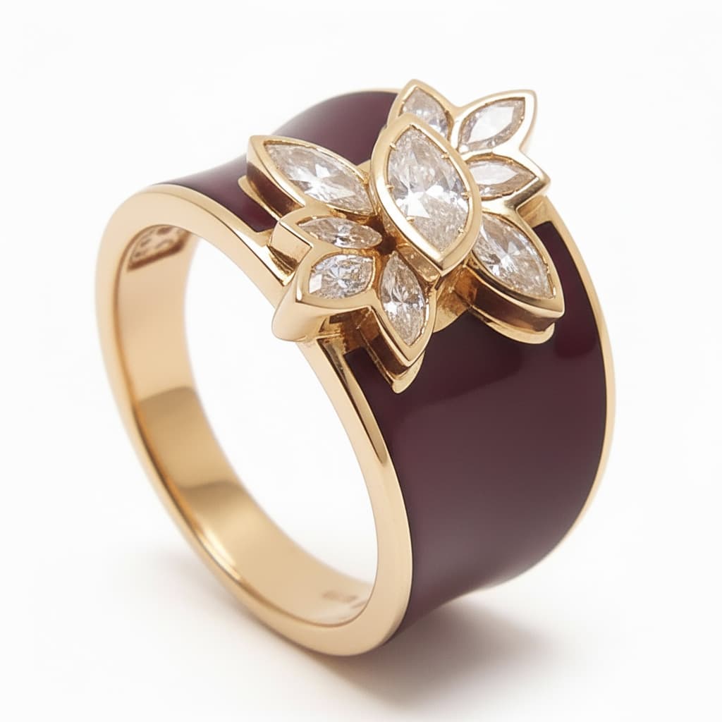 The Peregrinus Garnet Enamel Bloom Ring
