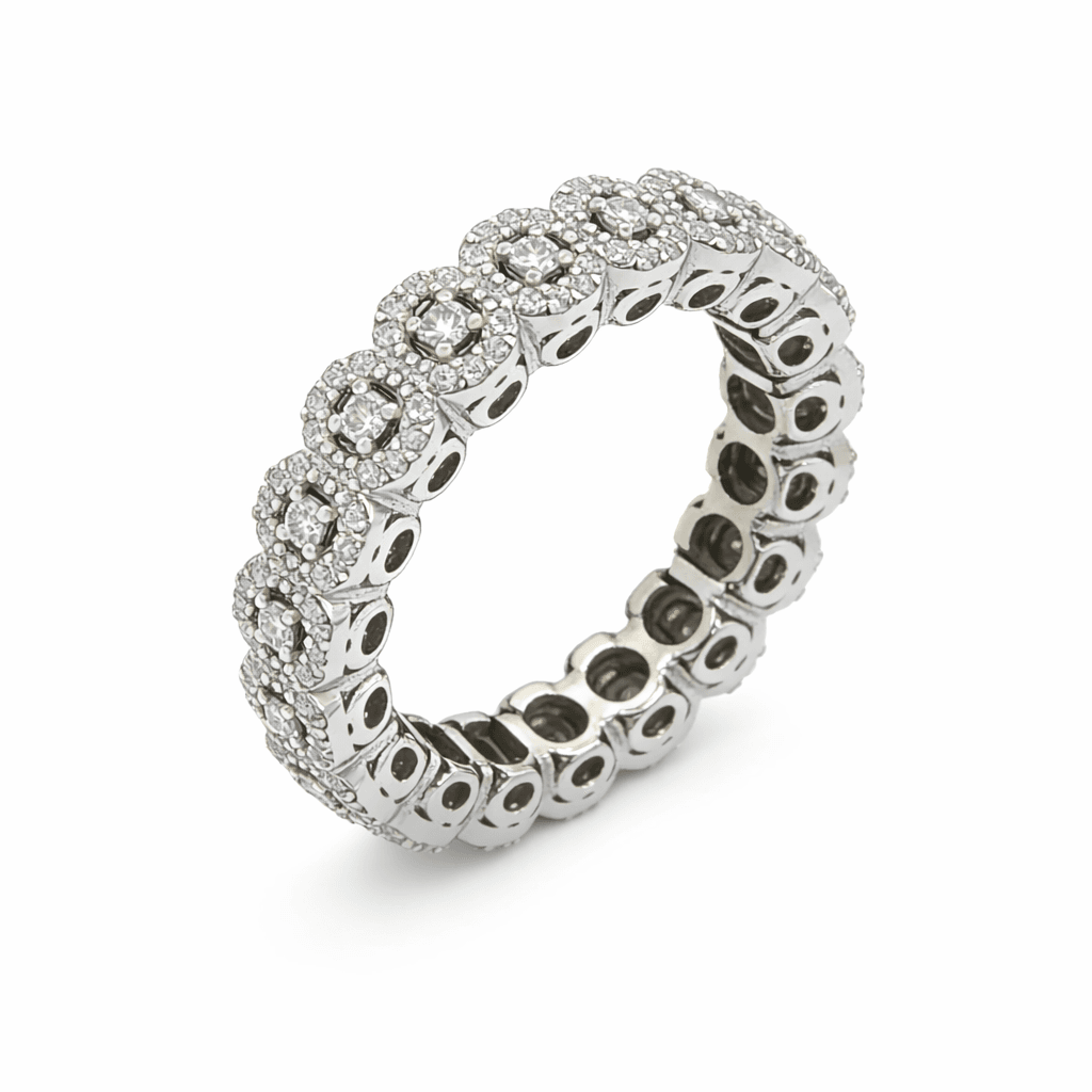 The Eternità Halo Round Diamond Eternity Ring