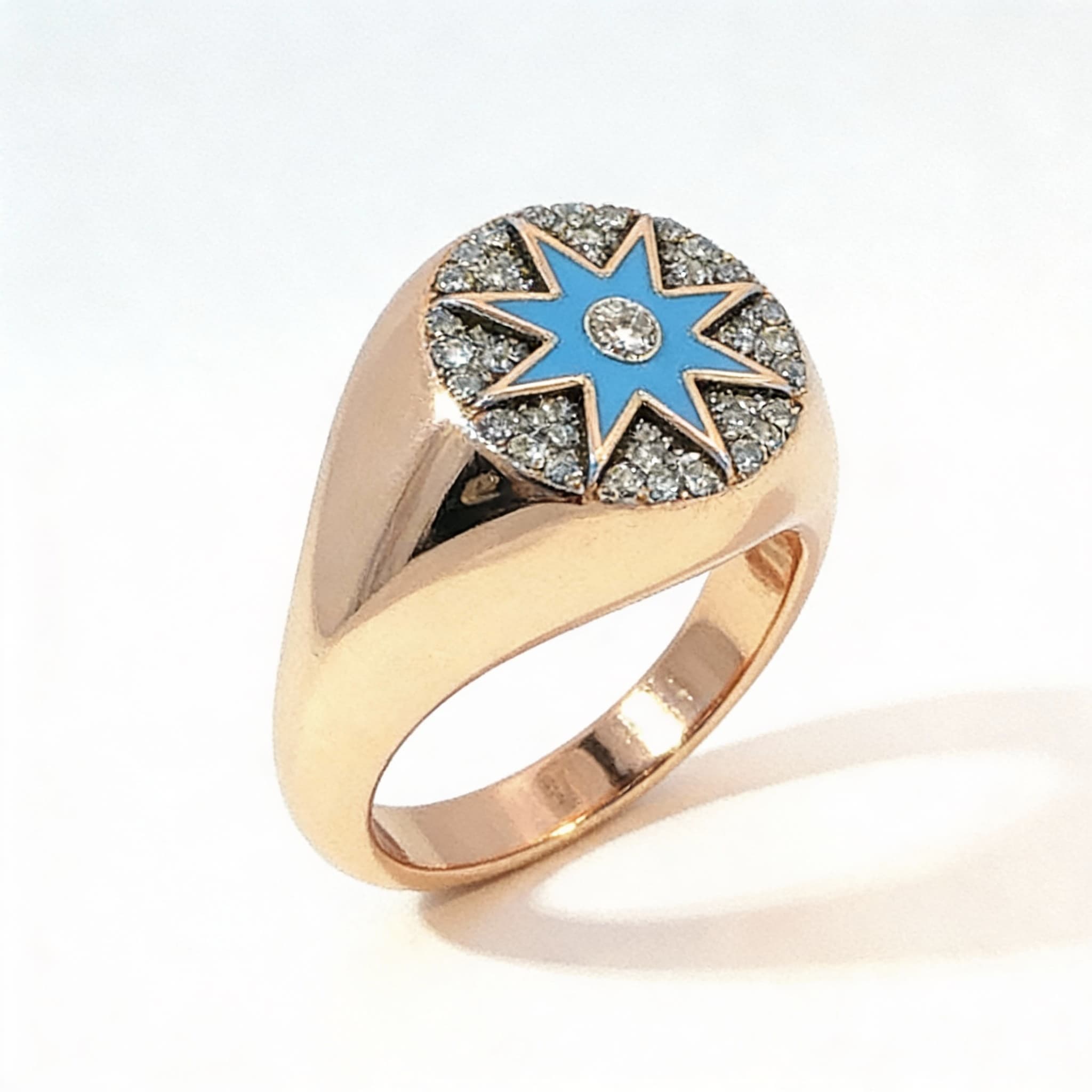 Ö d’Azure Starburst Pinky Ring in Yellow Gold