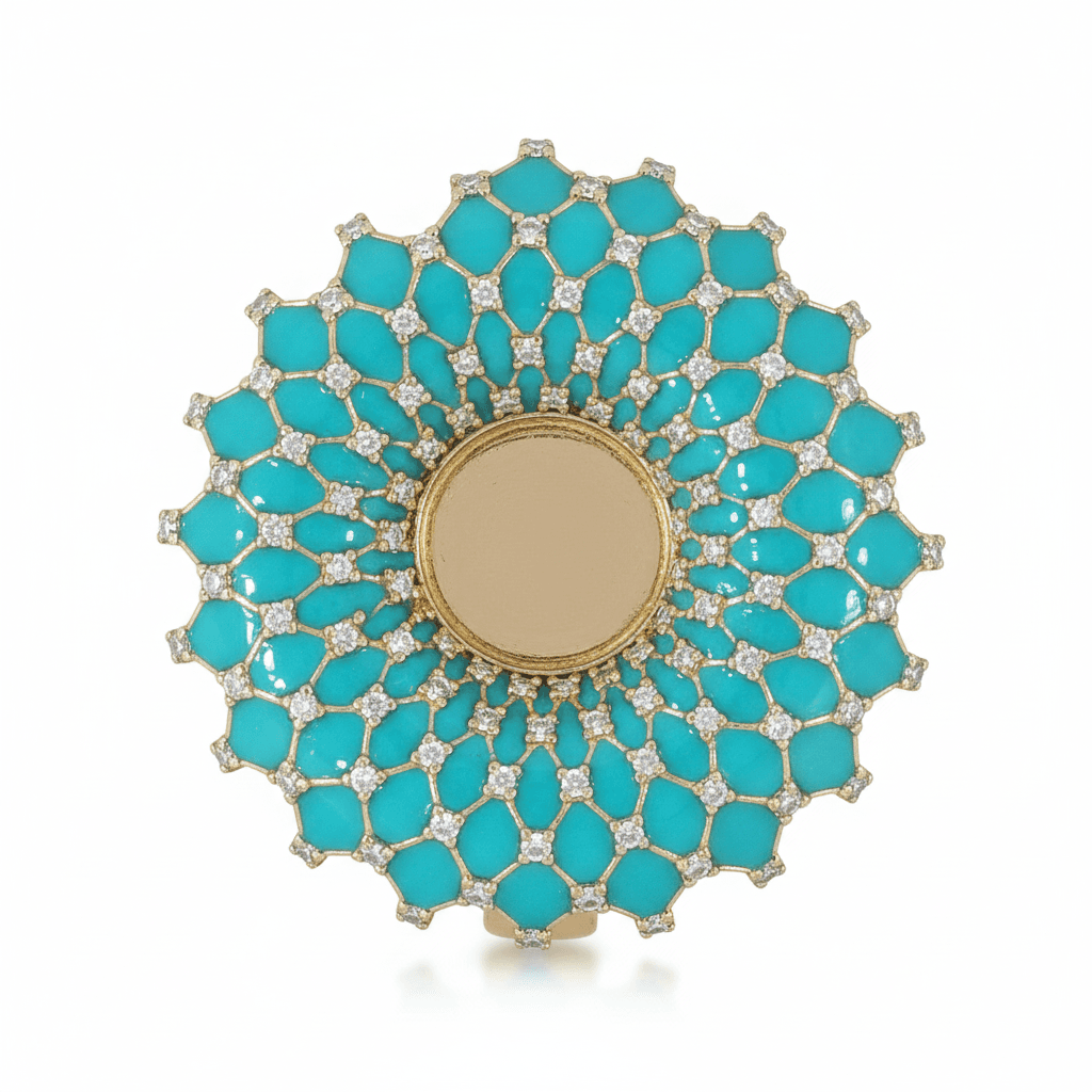 Ö d’Azure Turquoise Enamel Dome Ring in Rose Gold
