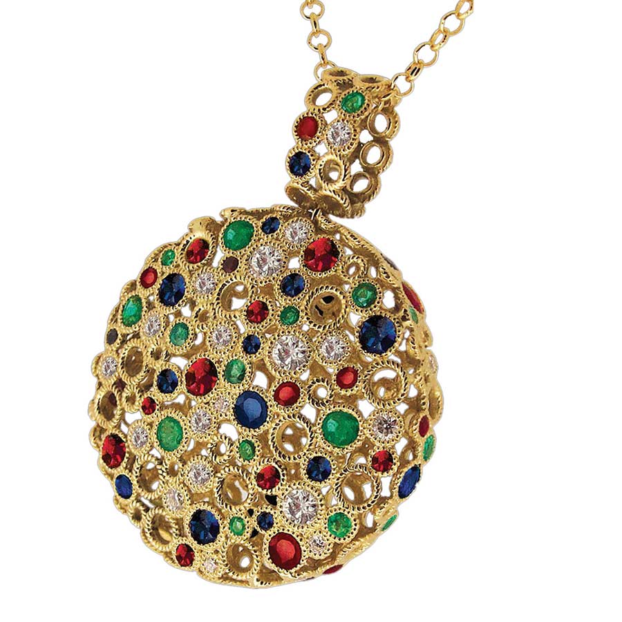Gold with Colored Stones Pendant