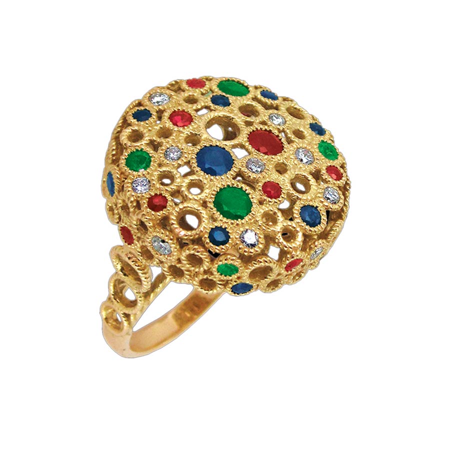 Gold with Colored Stones Ring